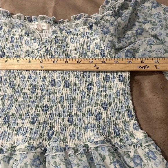 Ultra Flirt Spring and Summer Blue Floral Ruffle Tiered Dress - Picture 8 of 10